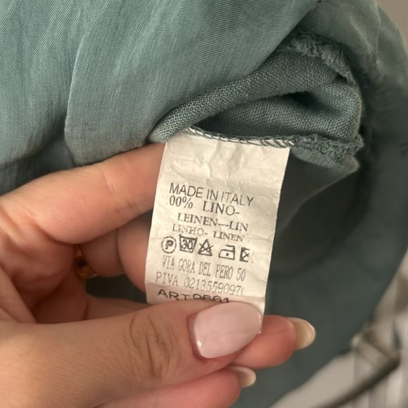 Teal Green Made in Italy 100% Linen Women’s Blouse 🇮🇹 - Picture 5 of 7
